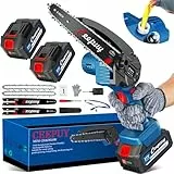 Mini Motosega a Batteria per Potatura con 8000mah Batterie e Caricatore Rapido, 8 Pollici Sega Con Pompetta Olio e Blocco di Sicurezza per il Taglio del Legno e Giardini