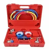 SOULONG Manifold R134a Set manometro,Manifold Gauge Set collettore Aria condizionata Sistema Kit, Pompa a Vuoto a 2 Vie per impianti di condizionamento dellaria A/C