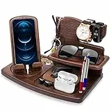 Regalo Uomo Compleanno Idee Regalo Natale Uomo Docking Station in legno per Cellulare Supporto Portafoglio Orologio Supporto Regalo da Uomo Anniversario Regalo per Lui Marito Moglie Regalo per Papà