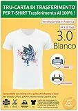 TransOurDrean Carta per trasferimento in Tessuto per Cotone Leggero, stampanti a Getto d'inchiostro e Laser, Carta per trasferimento in Tessuto, Fogli A4X20, Colore: Bianco（I-2-3.0-20）