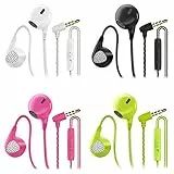 CBGGQ 4 Paia Auricolari In-Ear con Microfono e Controllo del Volume, Cuffie con Suono puro e Bassi Potenti, Isolamento Acustico Senza Grovigli, per iOS e Android(Bianco+Nero+Rosa+Verde)