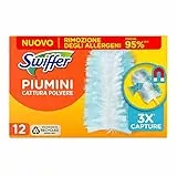 Swiffer Duster Piumini Catturapolvere, 12 Piumini, Cattura e Intrappola Polvere e Sporco, Raggiunge I Punti più Difficili della Casa, Fino al 95% di Allergeni in Meno