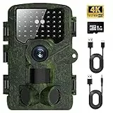 Fototrappola da caccia visione notturna 4K 48MP - 0.05s Trigger di movimento 30 metri 130° Rrand Angolo IP66 Telecamera da caccia impermeabile con 46PCS LED IR non luminoso