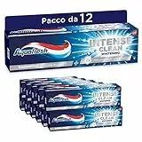 Aquafresh Intense Clean Whitening, Dentifricio Sbiancante, Pulizia Profonda dei Denti, Pacco da 12 x 75ml