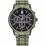 Tommy Hilfiger Orologio Analogico Multifunzione al Quarzo da Uomo con Cinturino in Acciaio Inossidabile Verde - 1791634