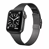 Tuocal Compatibile con Cinturino Apple Watch 41mm 40mm 38mm, Cinturino di Ricambio in Metallo Sottile Acciaio Inossidabile per Apple iWatch Series 8 7 6 5 4 3 2 1 SE Sport Edition Donna, Nero