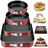 FAMKEEP Tortiera Rimovibile,Teglia da Forno Rotonda 4 Pezzi Stampi per Dolci, Quadrate, Springform (16/20/22/26cm) Rivestimento Antiaderente Cake Pan Ideali per cheesecakes