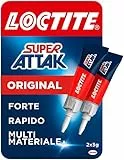 Loctite Super Attak Original Bipack, Colla liquida trasparente in confezione convenienza, Super colla per gomma, metallo, ceramica, legno, cuoio e pelle, Colla per scarpe e fai da te, 3g+3g