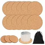 12 sottobicchieri in sughero (9 x 0,4 cm) e 1 custodia nera (15 x 20 cm), sottobicchieri antiscivolo, sottobicchieri rotondi per casa, cucina, soggiorno, camera da letto, ufficio