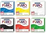 Staedtler - Blocco normale Fimo Soft, pasta da modellare, 57 g (set di colori di base: nero, bianco, giallo, blu e rosso