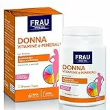 FRAU Donna Vitamine E Minerali, Integratore Alimentare A Base Di Vitamine, Minerali E Luteina, 30 Compresse, Integratore Stanchezza Fisica E Mentale, Senza Glutine, color Bianco