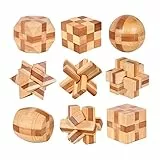 Holzsammlung Set da 9 Rompicapo Legno, Giochi Rompicapo Gioco Intelligenza, Classico Rompicapi Giocattoli di Legno 3D Puzzle Rompicapo Regalo per Adulti Bambini Adolescenti, Taglia Piccola 4.5cm
