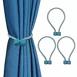 4 Pezzi Magnetico Fermatende Corda, Tende Tieback Clip Fibbia, ferma tende con calamita per Tenda Decorativa Ufficio Camera da Letto di Casa (grigio blu)