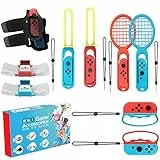 CJBIN 10 in 1 Switch Sport accessori di Gioco, Kit di Accessori Compatibili per Switch OLED, con Cinturino da Polso, Racchette da Tennis, Impugnatura da Scherma, ecc