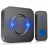 PewinGo Campanello Wireless 55 Melodie e 5 Livelli di Volume Campanello Senza Fili da Esterno Impermeabile IP55, Gamma 300M con Indicatore LED
