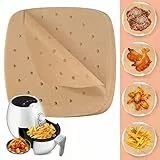 Kigniote 200 Pezzi 21,5cm Carta Forno Per Friggitrice Ad Aria, Carta Forno Fogli Quadrati, Antigrasso Antiaderente Carta da Forno per 4 L a 5,5 L Air Fryer, Forno, Padelle, Microonde