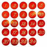 Oblique Unique® 24 adesivi per calendario dell'Avvento, numeri adesivi, per Natale, per fai da te e decorazione, assortiti