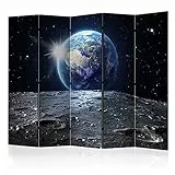 murando Paravento Terra 225x172 cm Stampa bilaterale su tela in TNT 100% Non Trasparente Parete Divisoria Interno Separatore Pieghevole Decorazioni Galassia Pianeti Sole Sistema solare f-A-0274-z-c