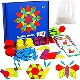 LiRiQi Tangram Puzzle, Giocattoli Montessori Puzzle in Legno, Giocattolo Classico Educativo Rompicapo Regalo per 3 4 5 6 7 Anni Bambini, 155 Pezzi Forma Geometriche e 24 carte di apprendimento