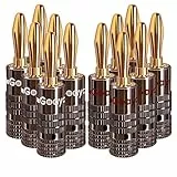 Goaycer adattatori a banana da 4 mm, placcati oro 24 K, connettori per diffusori, 6 paia, 12 pezzi