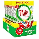 Fairy Platinum Detersivo Pastiglie Lavastoviglie Plus, Brillantante, 176 Capsule Lavastoviglie, Limone, Tecnologia Anti-Opaco Con Azione Brillantante, Contro Il Grasso E Le Incrostazioni Ostinate