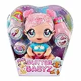 Glitter Babyz I Love U Bambola Dreamia Stardust, con 3 magici Cambi di Colore, Capelli Rosa e Vestito Arcobaleno, Include Pannolino, biberon e Ciuccio riutilizzabili, età: 3 Anni in su, Multicolore