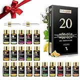 MAYJAM Set di Oli Essenziali 20 Pezzi, 100% Puro Gelsomino Lavanda Eucalipto Vaniglia Mastice Menta Legno di sandalo Ylang Rosa Bergamotto Tea Tree Cannella Geranio Patchouli Citronella e Altro
