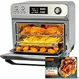 HYSapientia® Forno Friggitrice ad Aria Calda 24 litri 10 in 1, 1800W Friggitrice aria in acciaio inox，Ricette e istruzioni italiane，forno ad aria con 8 accessori