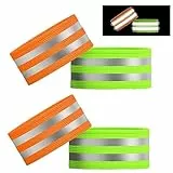 YOUYIKE® 4 Fascia Catarifrangente Bracciale di Sicurezza Bande Riflettenti Regolabile Alta visibilità Doppia Linee Braccio Caviglia Polso per Corsa Bici Moto Running Sport Salvataggio Jogging Cane