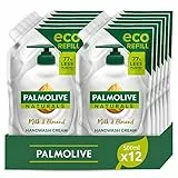 Palmolive Ricarica Sapone Liquido Mani Latte e Mandorla 500 ml x 12 I Formula Delicata I Eco Ricarica I Contribuisce a ridurre la quantità di rifiuti plastici I Vegano I Dermatologicamente testato