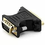 deleyCON Adattatore DVI-I a VGA - DVI-I Femmina (da 24+5) a VGA Maschio per Monitor PC Videoproiettore Scheda Grafica - Nero