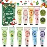 Crema Mani Set Regalo Natale, 12 PCS Crema Mani Crema Piedi Balsamo Labbra Set per Donne Compleanno, Natale ed Valentino, Crema Mani Set Nutriente & Riparatrice con Glicerina Vitamina E, Non Unge