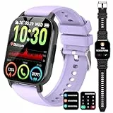 Csasan Smartwatch Uomo Donna, 1.85' Orologio Smartwatch con Chiamate e Risposta, 112 Sportivo, Impermeabil IP68 Activity Tracker Contapassi/Cardiofrequenzimetro/Monitoraggio del sonno,Viola