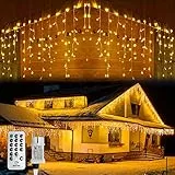 WOWDSGN Luci Natale Esterno 10M 440LED, Decorazioni Natalizie Tenda Luminosa Natale con 8 Modalità, Luci Natalizie da Esterno IP44 (Bianco Caldo)