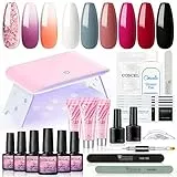 Coscelia Kit Semipermanente Unghie Set 3 Colori Poli Extensione Gel,6 Colori Smalti Semipermanenti con Strumenti per Unghie Set Gel Ricostruzione Completo