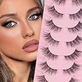 Simsky 10 Paia di Mezze Ciglia Finte, Ciglia Finte 3D Naturali Cat Eye Con Fascia Trasparente, 8-13 mm di Ciglia Lunghezza, Ciglia Finte per Occhio di Gatto per Fai da te, Riutilizzabile
