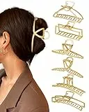 Kavya 6 Pcs Fermaglio Capelli Donna Elegante, Antiscivolo Mollette di Metallo, Pinza Grande Oro Francese Mollettone Accessori per Ragazze