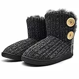 KuaiLu Pantofole Stivaletto Donna Invernali Chiuse Babbucce Memory Foam Alte Pantofole Stivali Inter Casa Comode Calde Pelose Ciabatte Stivaletti Peluche Pelo Slippers Antiscivolo nero 38-39 EU