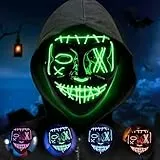 Aicharynic Maschera LED Halloween, Maschera di Halloween Maschera di Spurgo a LED con 3 Modalità di Lampeggiamento, per Il Costume Cosplay Feste di Halloween Christmas Party(Verde)