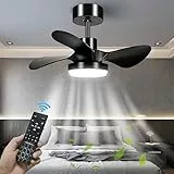 Ventilatore da Soffitto con Luce e Telecomando 64cm Silenzioso Ventilatori da Soffitto con Lampada 6 Velocità Dimmerabile Lampadario Ventilatore con Reversibile DC Motore, Timer
