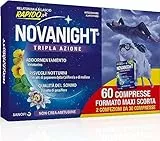 NOVANIGHT Tripla Azione Sonno Rigenerante, Integratore Alimentare con Melissa e Melatonina per Dormire, Senza Glutine, 30+30 Compresse, Non Induce Dipendenza