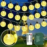 GCMacau Luci a Batteria 12M 80LED, Catena Luminosa Esterno Stringa Luci Esterni Luci LED a Batteria,con Telecomando 8 Modalità Impermeabile IP65 per Camera da Letto Natale Balcone Giardino Feste