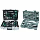 Mannesmann M29075 Valigetta degli attrezzi in alluminio, con attrezzi, 108 pz. & M29166 Set chiavi a tubo, a cricchetto, In valigetta di plastica