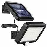 Lampada solare per esterni, MPJ 56 LED, lampada solare da esterno con sensore di movimento, impermeabilità IP65, angolo di illuminazione di 120°, lampada da parete per giardino con cavo da 7 m