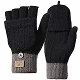 Homealexa Guanti Invernali Mezze Dita in Lana con Copridita per Donna Uomo, Unisex Guanti Termici a Maglia Antivento per Ciclismo Sci Attività all'Aperto