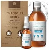 Argento Colloidale Puro 40 PPM 500 ml ● Formula a Concentrazione Ottimale, Particelle più Piccole, Risultati Migliori ● Certificato da Laboratorio ● Flacone Spray da Riempire ed Ebook Gratuiti