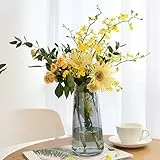 Lewondr Vaso da Fiori in Vetro 22cm, Bottiglia da Piante e Fiori Trasparente, Decorazione Elegante Moderno Accessori Fiori da Giardino, Camera, Ufficio, Ristorante, Casa, Regali di Natale, Grigio Fumo