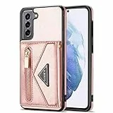 ESONG Cover per Samsung Galaxy S20 FE/S20 FE 2022,con 4 Porta Carte Slot/Chiusura Magnetica,Antiurto Flip Wallet Protettiva Case con supporto/Laccio Tracolla,Custodia in pelle PU premium,Rosa