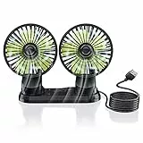 5V 2A Ventilatori USB a Doppia Testa, Ymenow Ventilatore auto ventilatore portatile ventilatore da tavolo silenzioso ventilatore aria fredda con Rotazione di 360 Gradi per Auto, Cruscotto e Ufficio