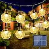 Catena Luminosa Esterno Solare, BrizLabs 20M 100 LED Luce Stringa Solari Cristallo Globo Impermeabile Lucine Led Decorative Interno per Giardino Patio Cortile Matrimonio Festa Natale, Bianco Caldo